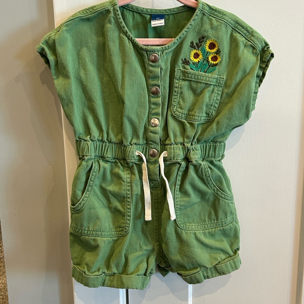 Old Navy Green Kids Romper with Sunflower Detail